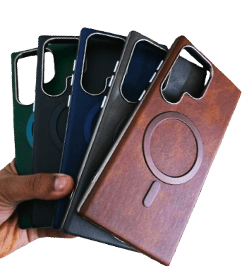 Galaxy S22 Ultra Premium Leather Mag Safe Case - Dark Blue - Guleel