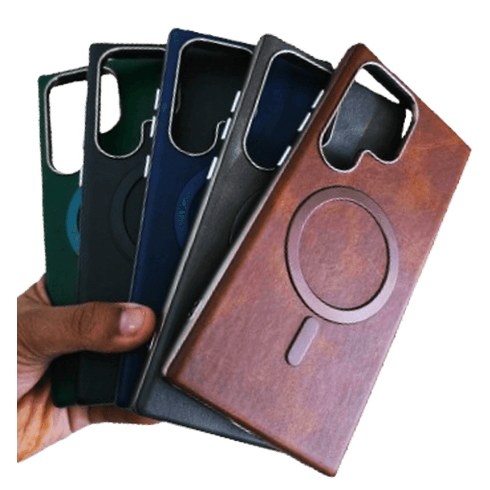 Galaxy S22 Ultra Premium Leather Mag Safe Case - Dark Green - Guleel