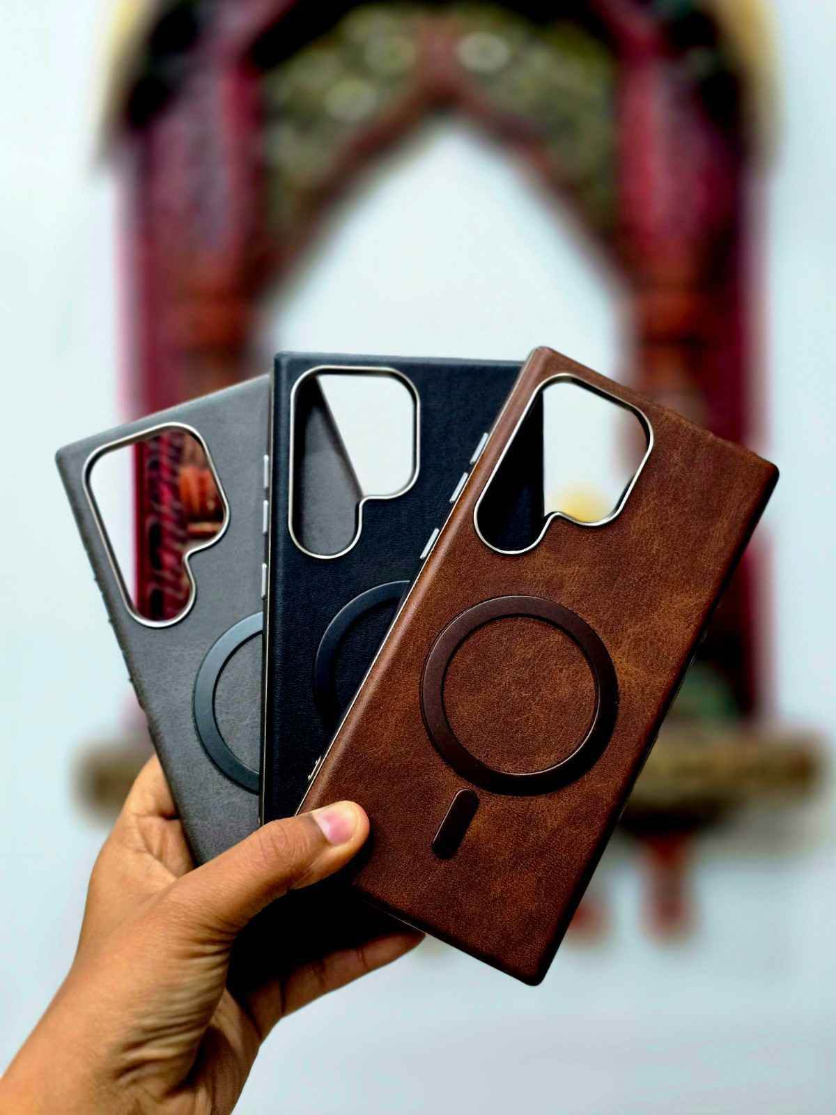 Premium Leather Finish Magsafe Case - Brown - Guleel