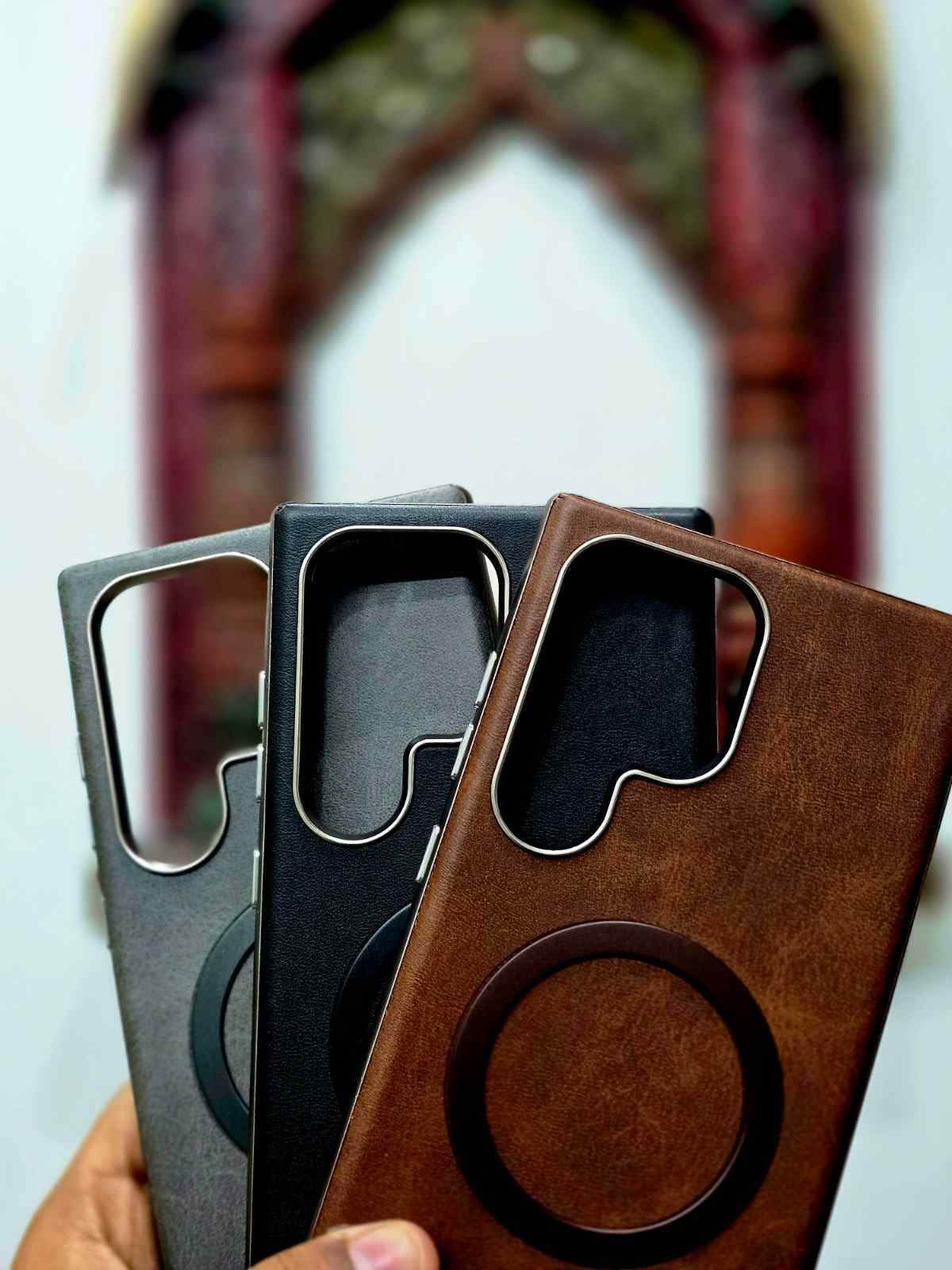 Premium Leather Finish Magsafe Case - Brown - Guleel