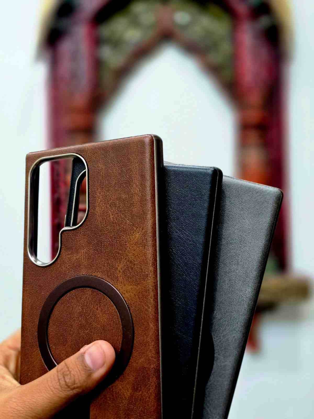 Premium Leather Finish Magsafe Case - Brown - Guleel