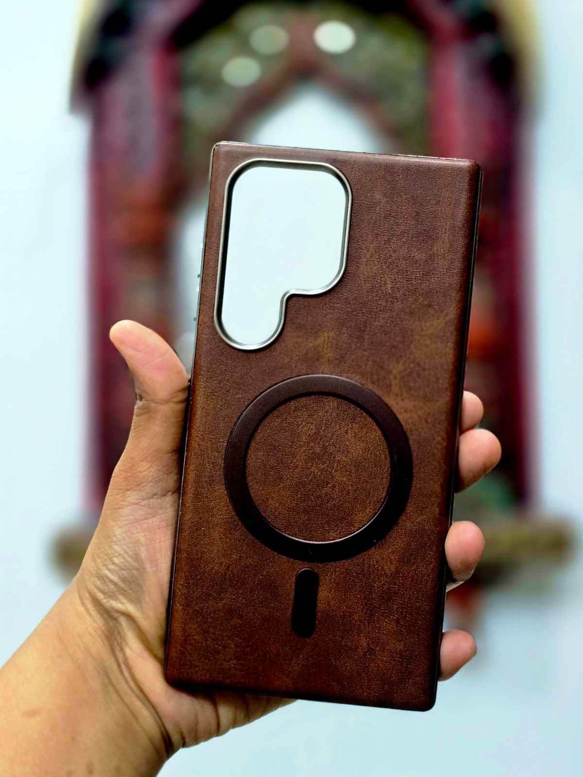 Premium Leather Finish Magsafe Case - Brown - Guleel