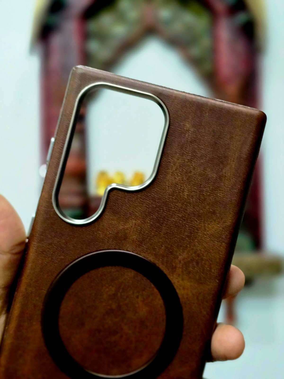 Premium Leather Finish Magsafe Case - Brown - Guleel