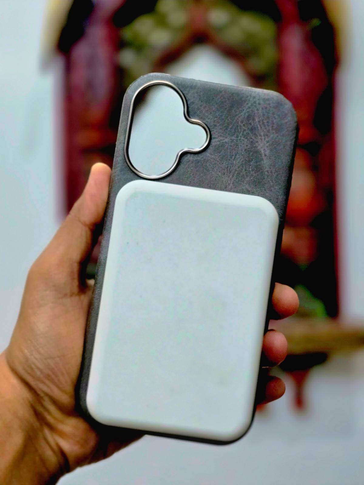 iPhone 16 Plus Leather Finish Magsafe Case - Titanium Grey - Guleel