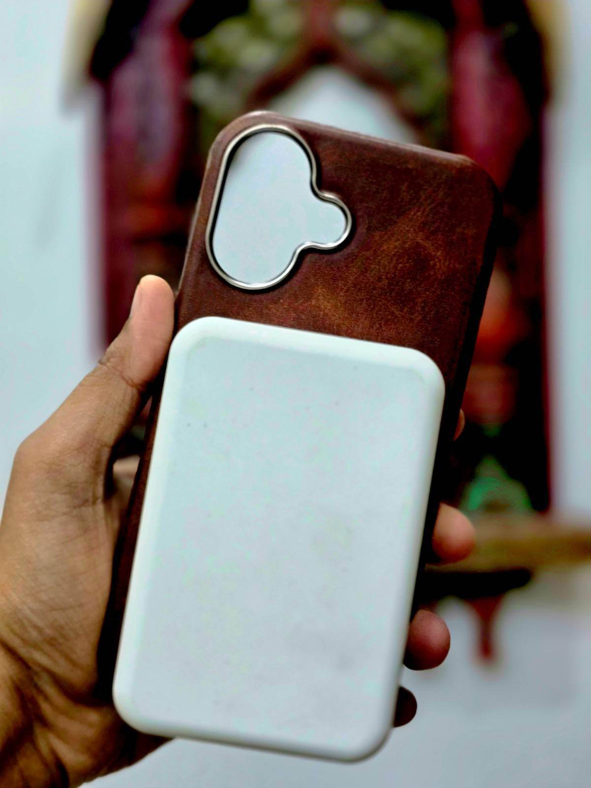 iPhone 16 Plus Leather Finish Magsafe Case - Brown - Guleel