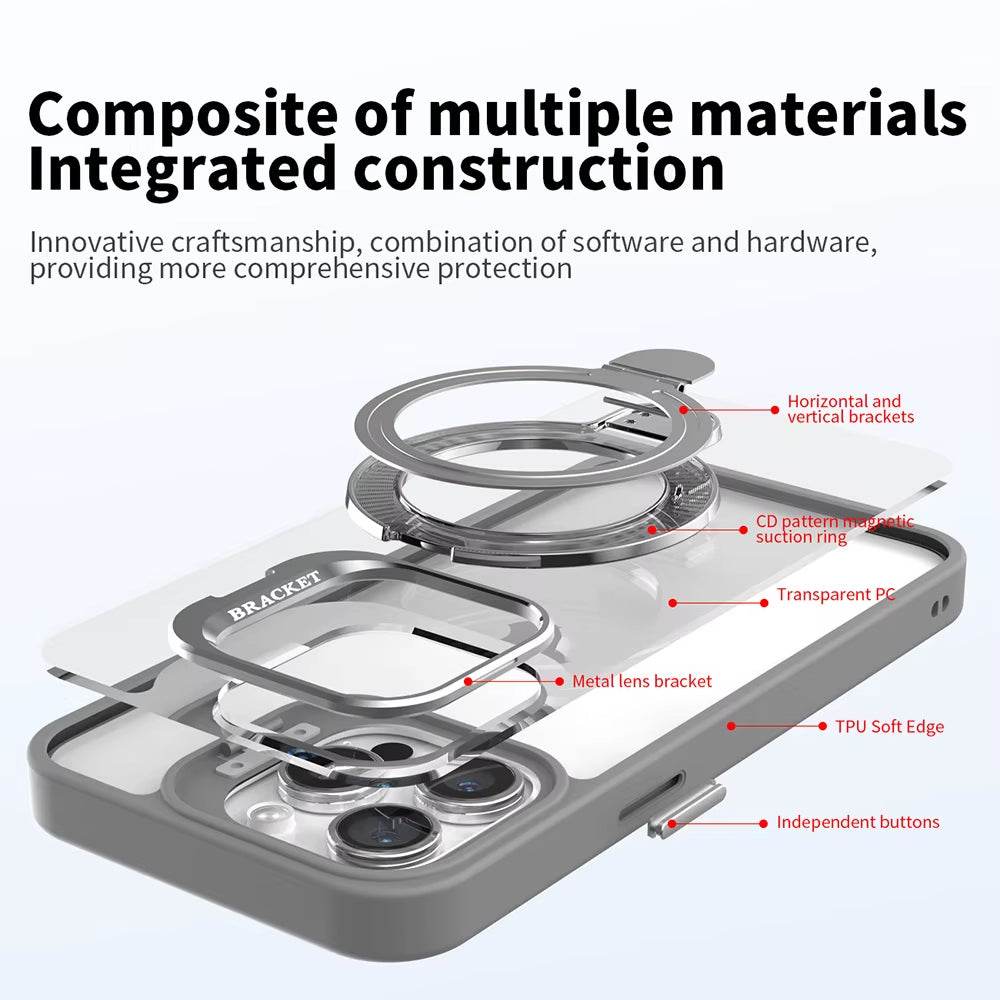Magnetic Metal Ring Stand Lens Cover - Black