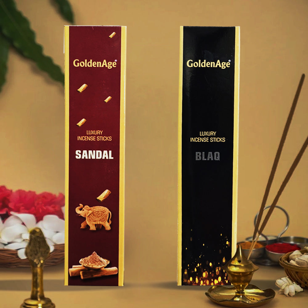 Luxury Incense Natural Floral Incense Sticks (Bundle Pack of 2) I 2 Fragrances - Sandal, Blaq I 100% Organic Agarbatti