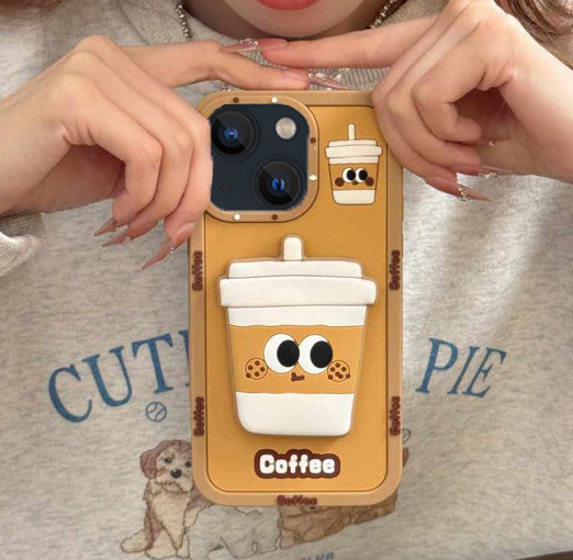 3D Cartoon Coffee Soft Silicone Back Cover - Brown