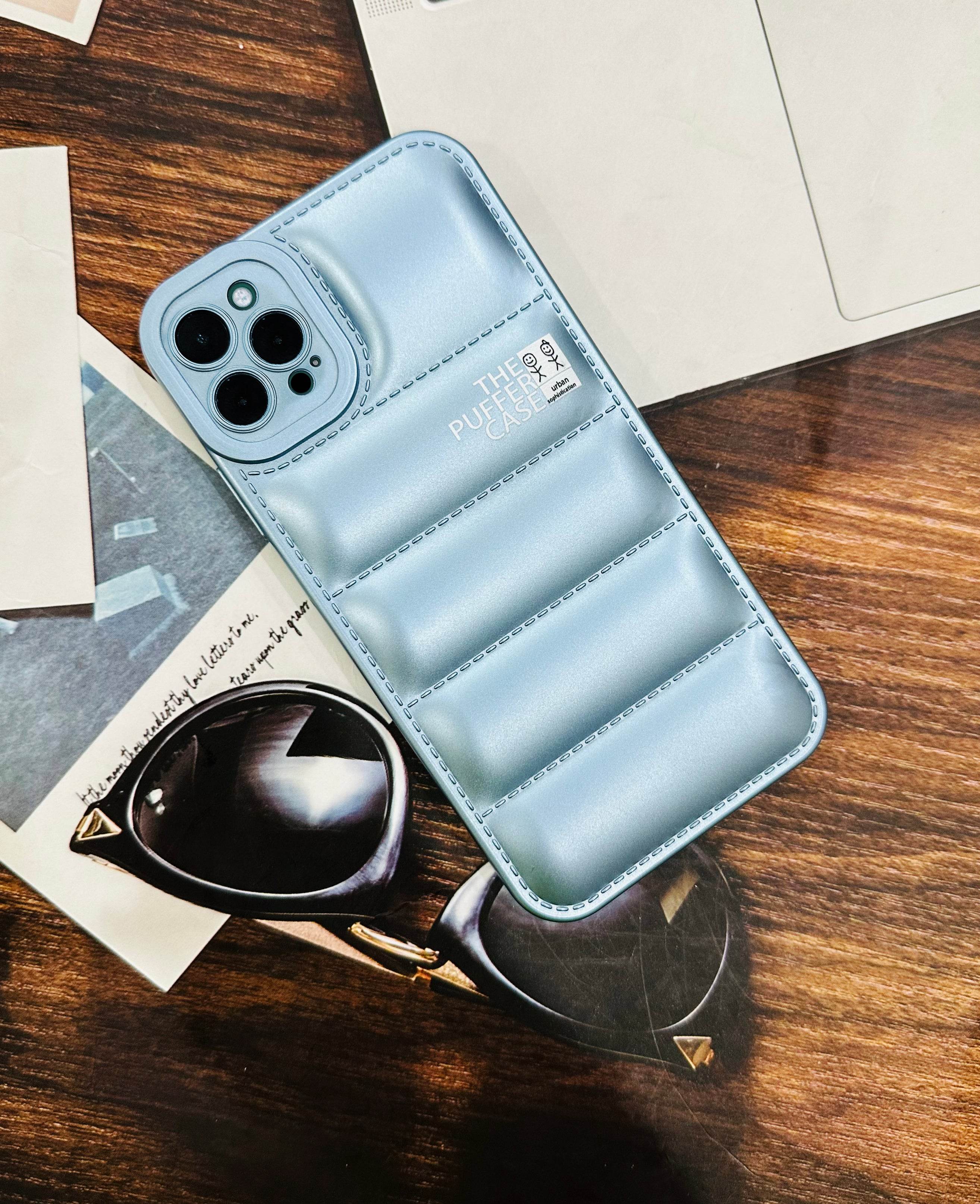 iPhone 13 Pro Max Premium Cushion Silicone Classy Case Cover- Light Blue - Guleel