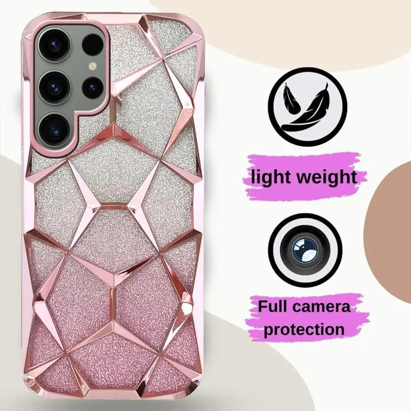 Gradient Glitter Electroplated 3D Cube, Diamond Back Cover - Pink