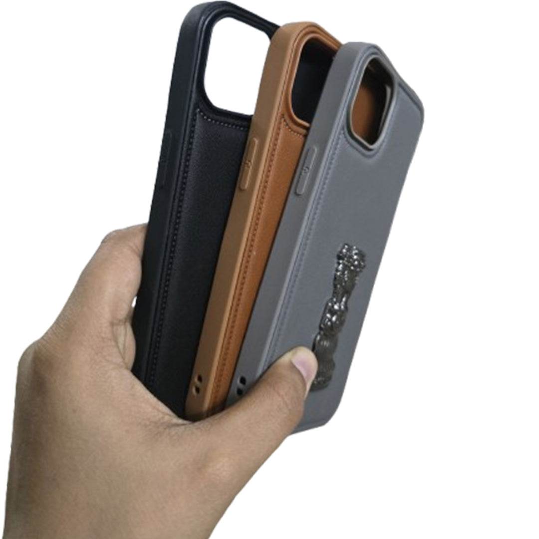 Premium Leather Engraving Back Cover - Grey - Guleel