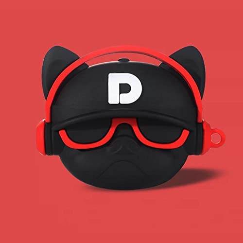 Airpod's 2 Cartoon Bull Dog Silicone Case ( Airpods Not Included ) - Red Black - Guleel