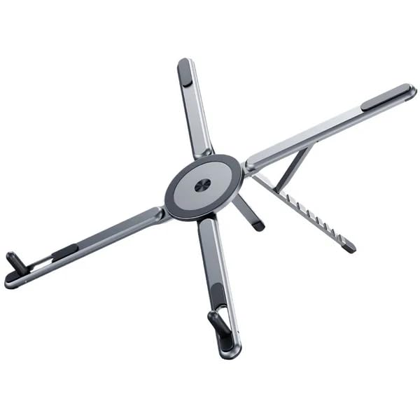 5in1 Portable Magnetic Aluminum Alloy Stand, 360° Adjustable Laptop, Tablet, Phone Holder with 8-Level Height Adjustment & Foldable Design (Cosmic Gray)