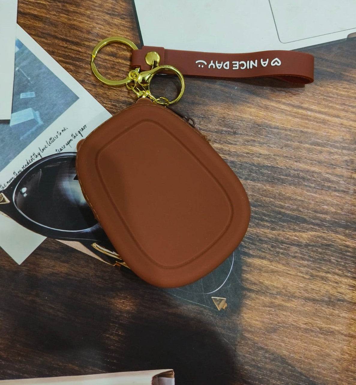 Universal Cartoon Accessories Silicone Organizer Case Cover for Portable Charger, Cables, Earphone, Cord, SD Card - Brown Bear - Guleel