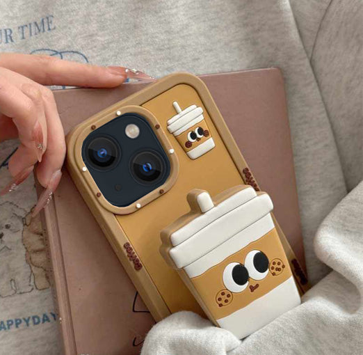 3D Cartoon Coffee Soft Silicone Back Cover - Brown