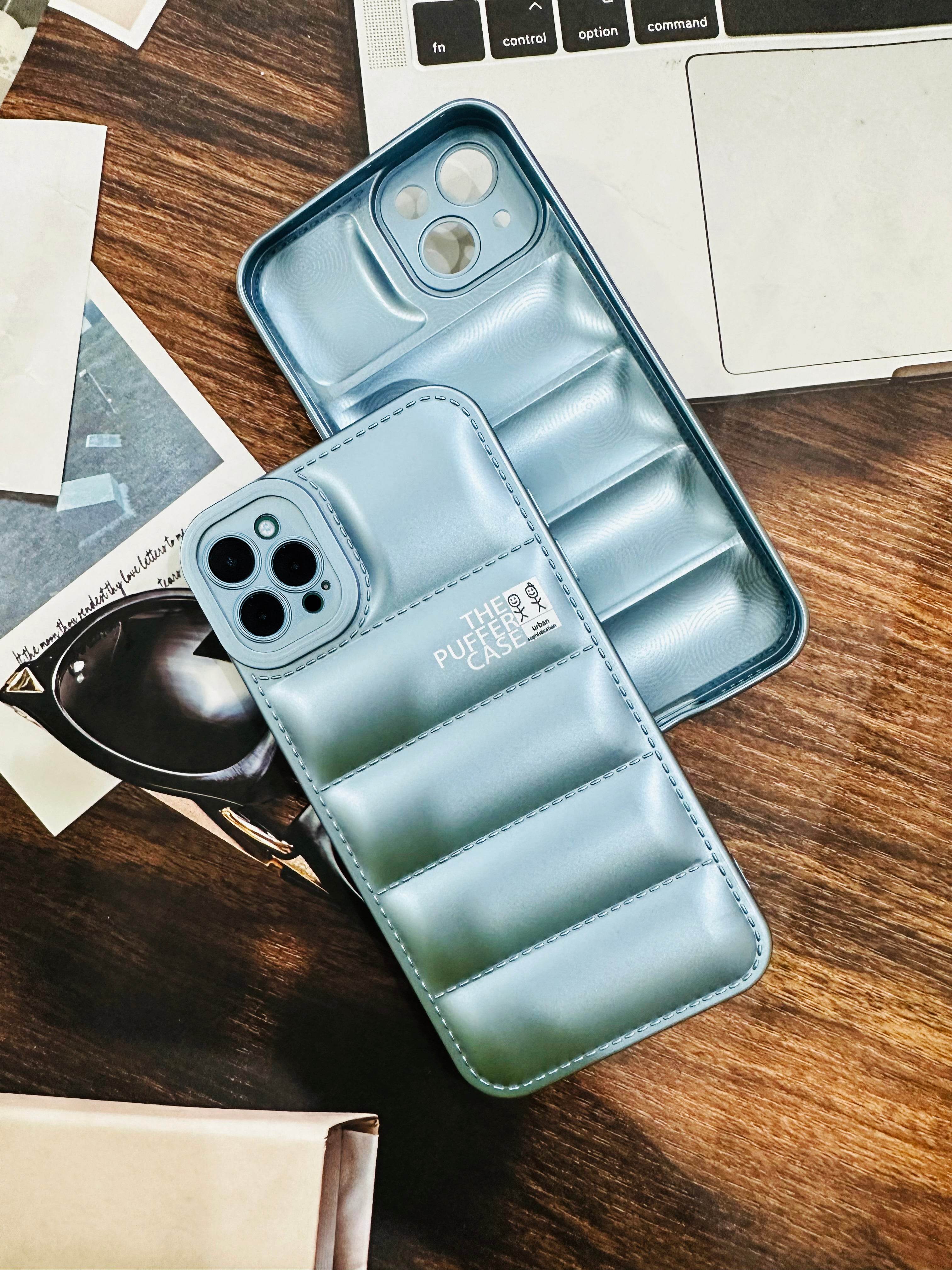 iPhone 12 Pro Max Premium Cushion Silicone Classy Case Cover- Light Blue - Guleel