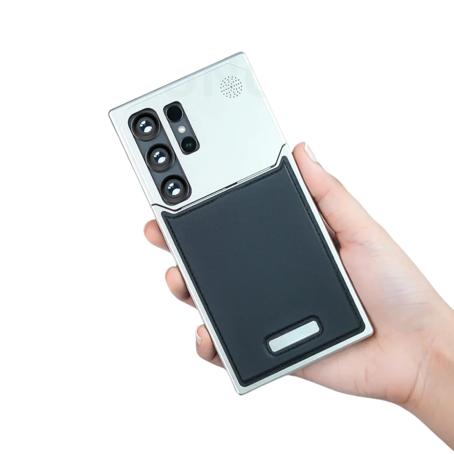 Premium Shockproof Metallic Finish Leather Back case Cover - Black