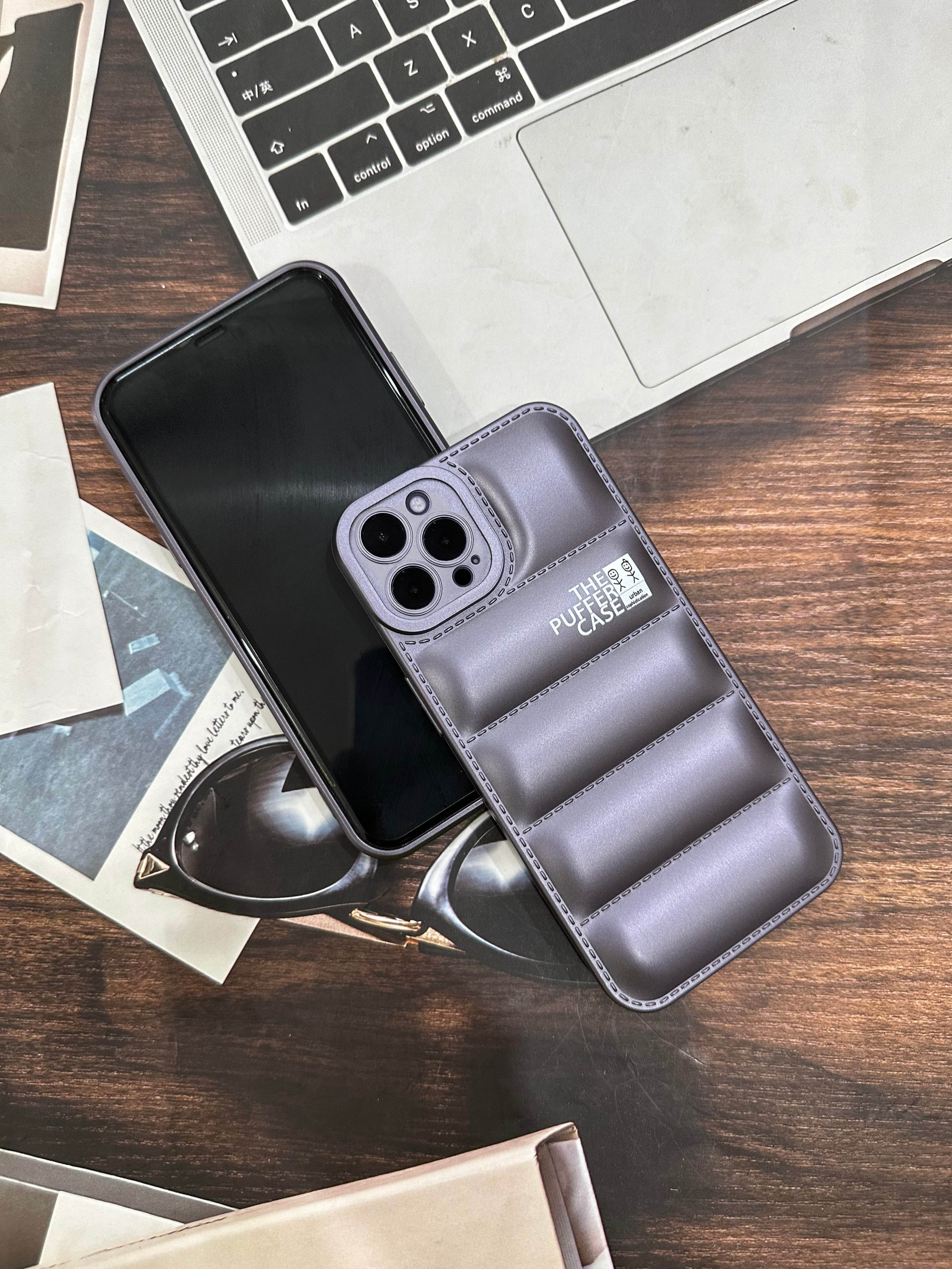 iPhone 13 Pro Premium Cushion Silicone Classy Case Cover -Purple - Guleel