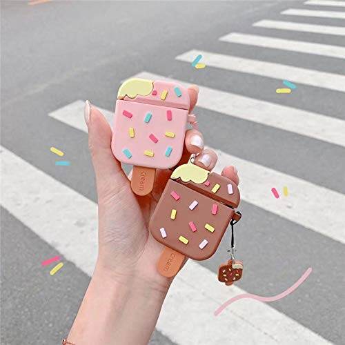 Airpod's 2 Cute Cartoon Silicone Apple Airpod's Case Cover ( Airpods Not Included ) Icecream Pink - Guleel