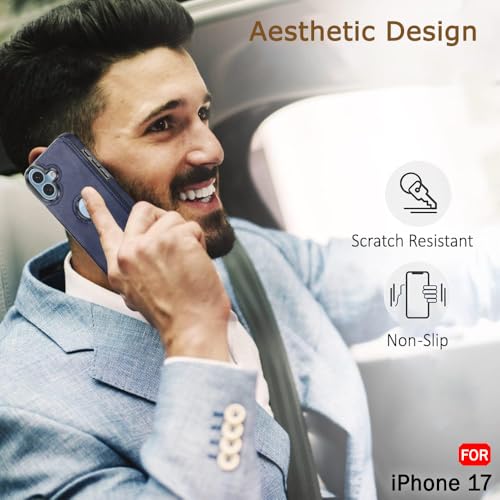 iPhone 17 Premium Leather Logo Cut Back Cover - Blue