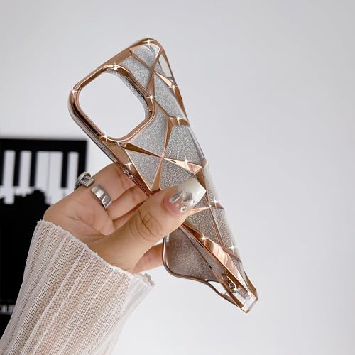 Gradient Glitter Electroplated 3D Cube, Diamond Back Cover - Gold