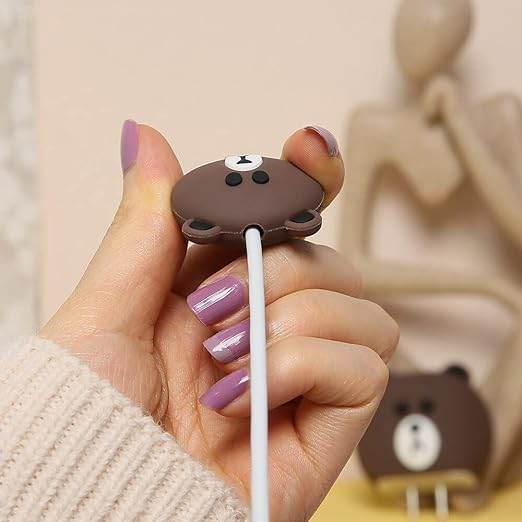 Samsung Cartoon Charger Case Cover for 25W Chargers - Brown Bear (With Wire Cover) - Guleel