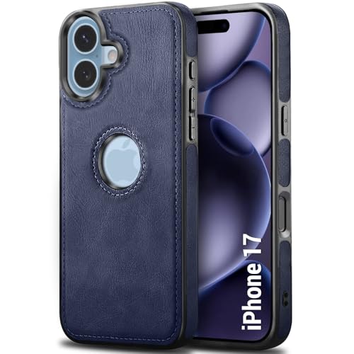 iPhone 17 Premium Leather Logo Cut Back Cover - Blue