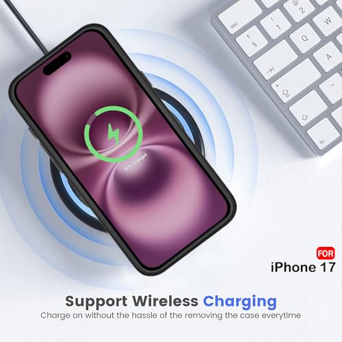 iPhone 17 Shockproof Magsafe Transparent Back Cover - Black