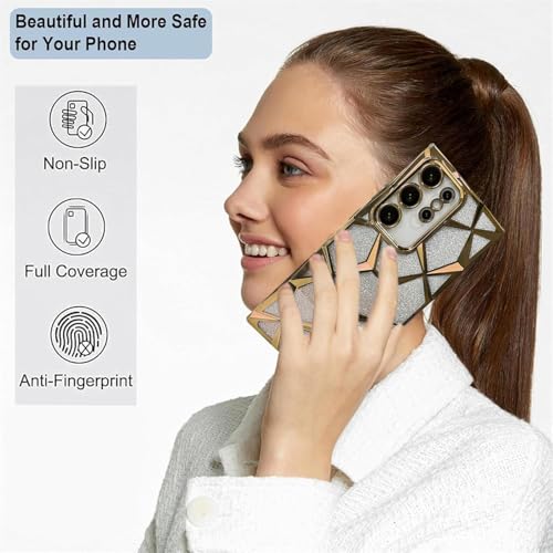 Gradient Glitter Electroplated 3D Cube Diamond Back Cover - Purple