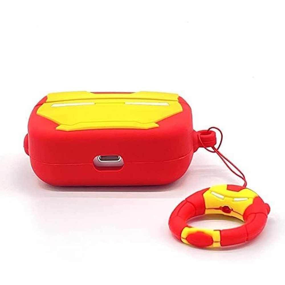 Airpod's Pro Cute Silicone Protective Cartoon Ironman Case - Red Yellow - Guleel