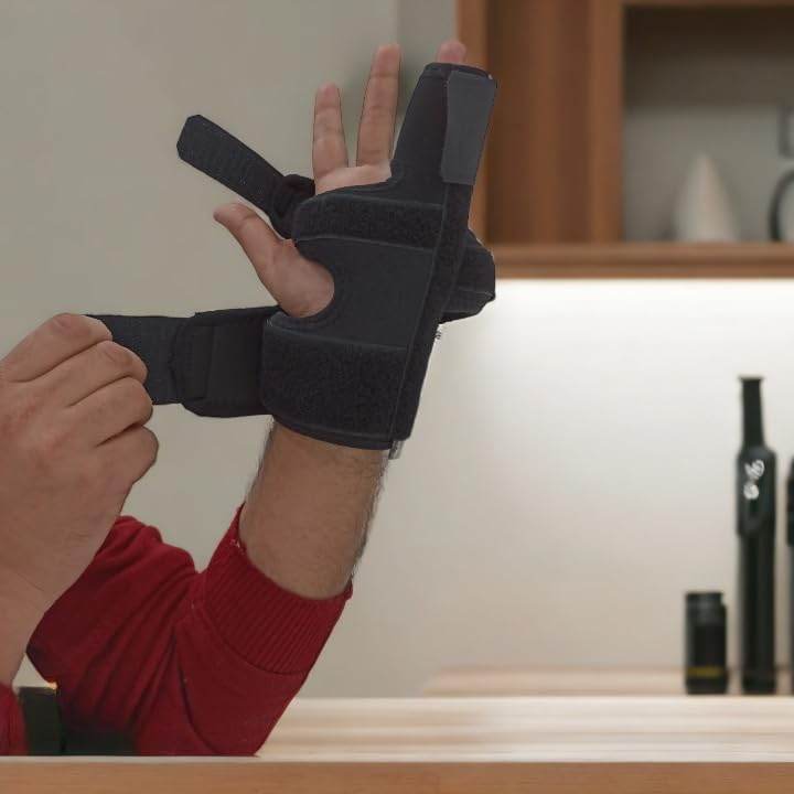 Boxer Finger Splint - Metacarpal Finger Splint Right Removable Splint for Boxers Fracture - Little and Ring Finger Protection - Fits Left or Right Hand Brace (M) - Black - Guleel