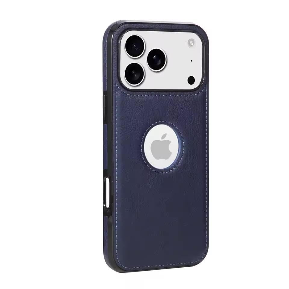 Premium Leather Logo Cut Back Cover -Blue