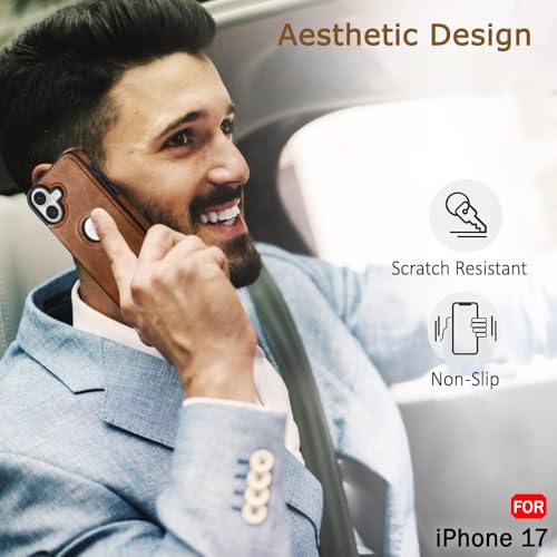 iPhone 17 Premium Leather Logo Cut Back Cover - Brown