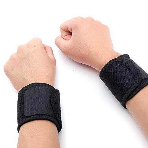 Adjustable Neoprene Wrist Support Compression Wrap, Sports Brace/Bands Protector- Gym, Cross, Fitness, Training, Volleyball Badminton Tennis Basketball – One Size Fits (Black) - Guleel