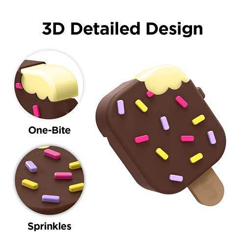 Airpod's 2 Cute Cartoon Silicone Apple Airpod's Case Cover ( Airpods Not Included ) Brown Icecream - Guleel