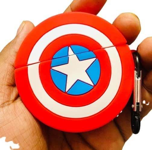 Airpod's Pro Cute Silicone Protective Captain America Case - Red - Guleel
