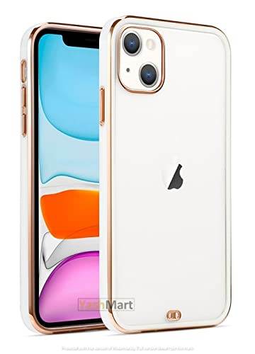 iPhone 13 Premium Transparent Chrome Clear Silicone Case Cover - White - Guleel