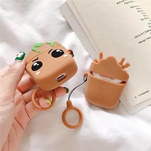 Airpod's 1 Cute Cartoon Silicone Apple Airpod's Case Cover ( Airpods Not Included ) Brown - Guleel