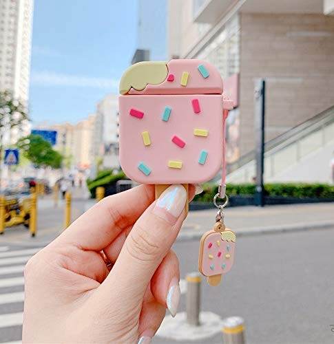 Airpod's 2 Cute Cartoon Silicone Apple Airpod's Case Cover ( Airpods Not Included ) Icecream Pink - Guleel