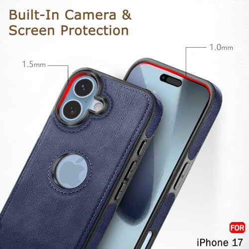 iPhone 17 Premium Leather Logo Cut Back Cover - Blue