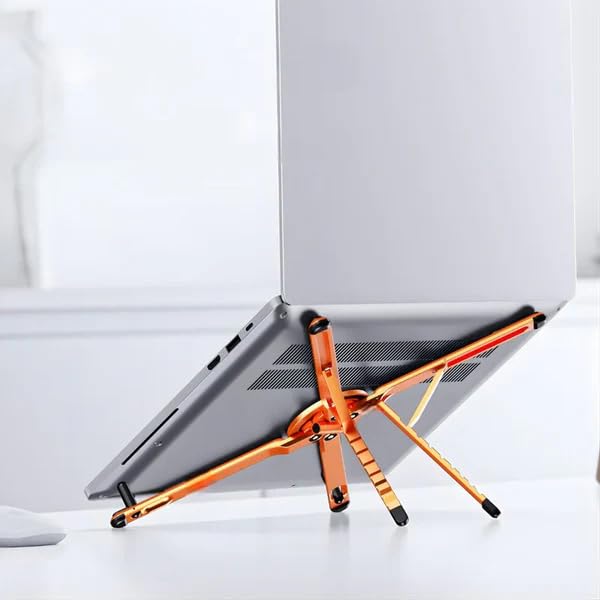 5in1 Portable Magnetic Aluminum Alloy Stand, 360° Adjustable Laptop, Tablet, Phone Holder with 8-Level Height Adjustment & Foldable Design (Cosmic Gray)