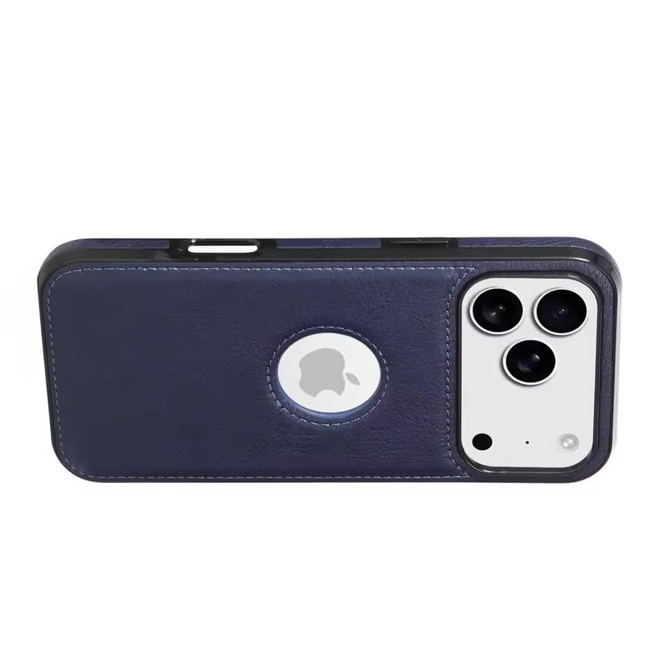 Premium Leather Logo Cut Back Cover -Blue