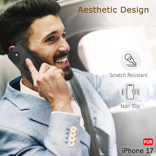 iPhone 17 Premium Leather Logo Cut Back Cover - Black