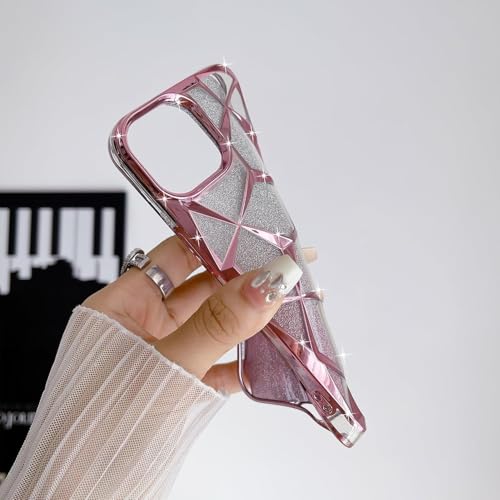 Gradient Glitter Electroplated 3D Cube, Diamond Back Cover - Pink