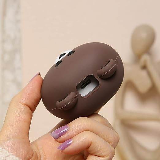 Samsung Cartoon Charger Case Cover for 25W Chargers - Brown Bear (With Wire Cover) - Guleel