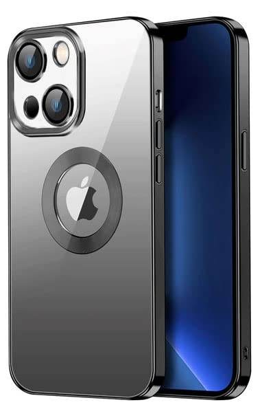 iPhone 15 Plus Premium Transparent Silicon Back Case Cover - Black - Guleel