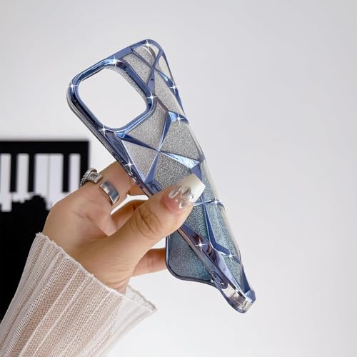 Gradient Glitter Electroplated 3D Cube, Diamond Back Cover - Blue