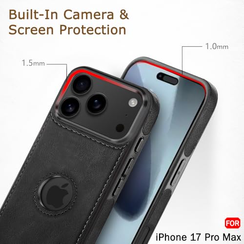 Premium Leather Logo Cut Back Cover -Black