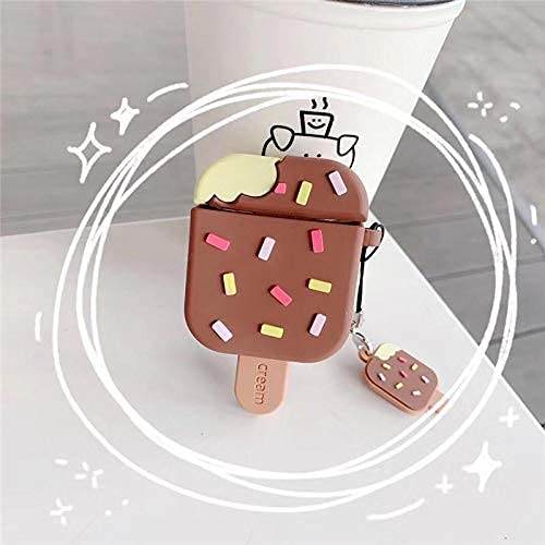 Airpod's 1 Cute Cartoon Silicone Apple Airpod's Case Cover ( Airpods Not Included ) Brown Icecream - Guleel