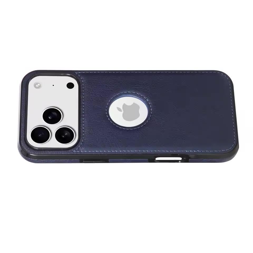 Premium Leather Logo Cut Back Cover -Blue